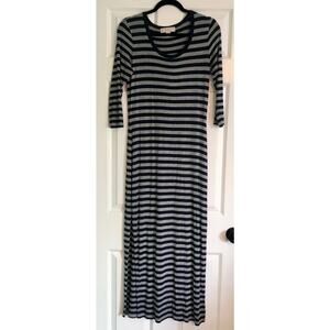 Michael Kors Women's Navy & Gray Striped Maxi Dress w/ Side Slits - Size Small